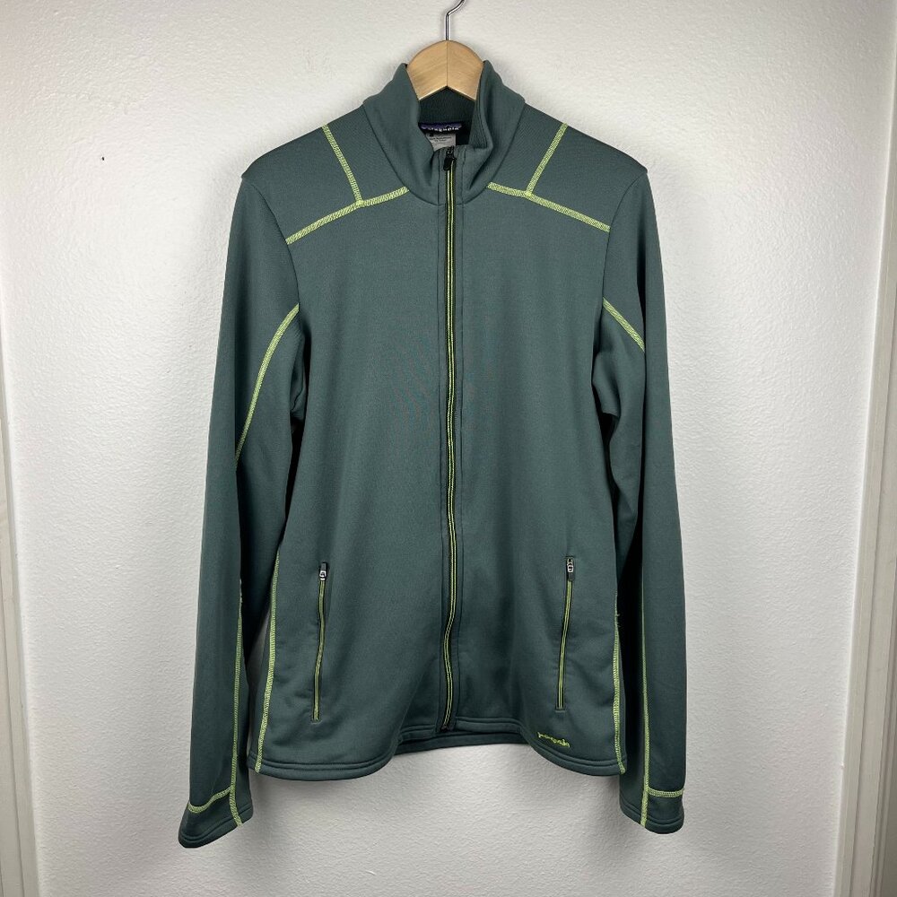 Patagonia | Men's Zip Front Jacket Polartec Power Dry Green Zippered Pockets, M